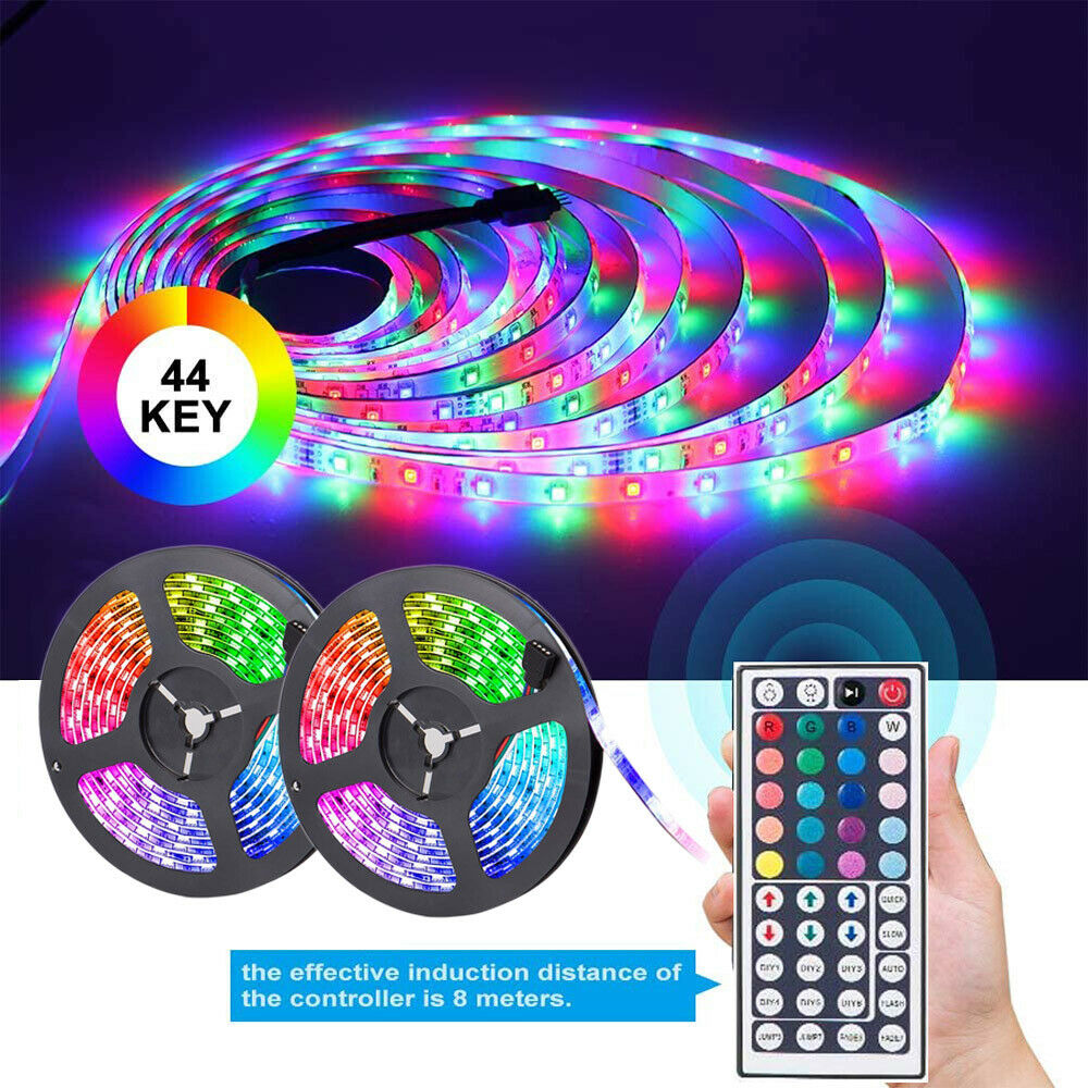 15M 10M 5M RGB 300LEDs 3528 LED Strip Light SMD + WIFI & App + 44Key Remote + 12V Power Kit - LifafaDenmark Aps