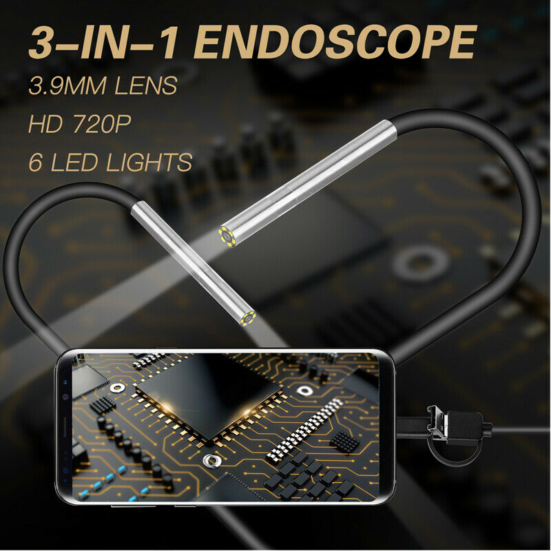3-i-1 7mm objektiv Endoskopkamera Vandtæt inspektionskamera til Android - Lifafa Denmark