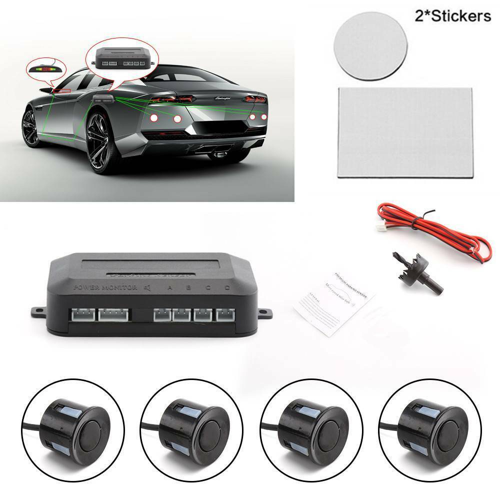 Bageste 4 parkeringssensorer + lydsummer alarmsæt universal - Lifafa Denmark