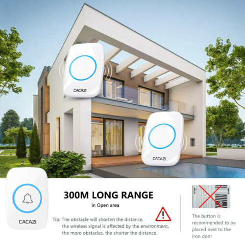 Wireless Doorbell Waterproof Door Chime 2 Remote Button+1 Plug-In Receiver White - LifafaDenmark Aps