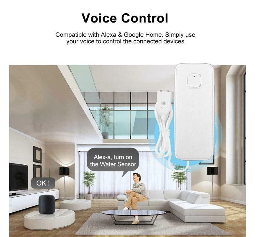 WIFI IP Vand lækage Overløbs advarsels sensor Alarm Oversvømmelses lækage detektor + TUYA APP - LifafaDenmark Aps