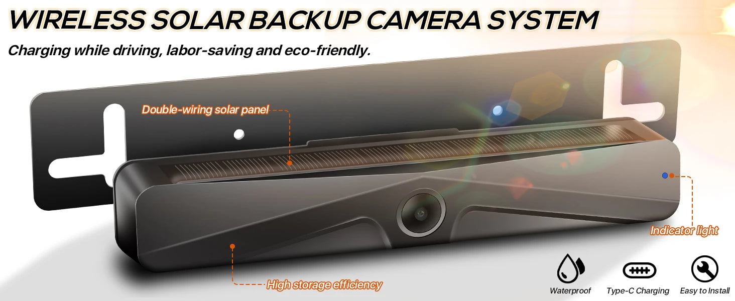 WiFi Trådløst Solar HD 1080P Bakkamera med Indbygget 4800mAh Batteri - LifafaDenmark Aps