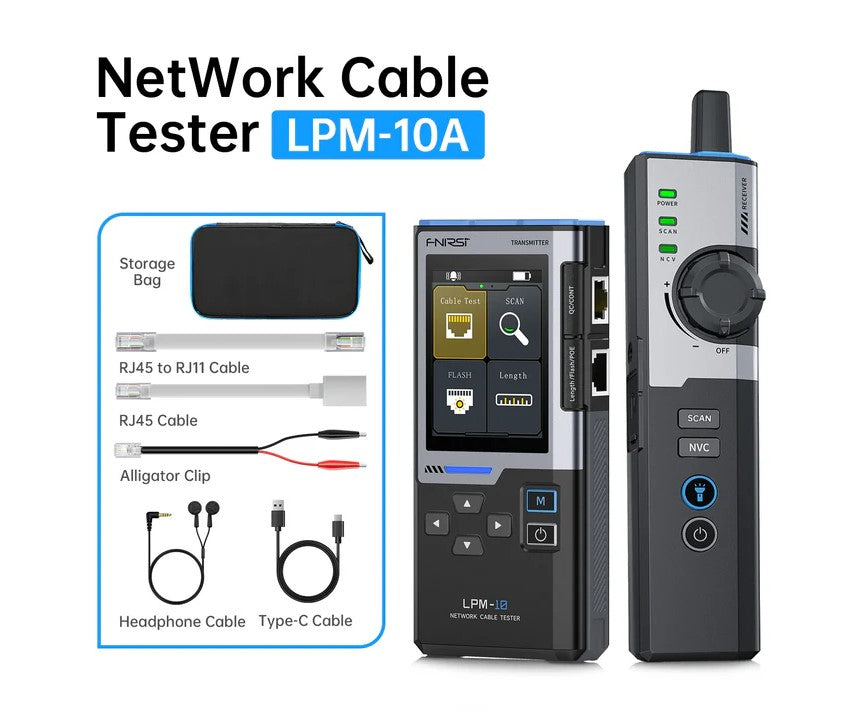 FNIRSI LPM-10A Multifunktions Netværks kabel tester Anti-Interferens Linjefinder POE Test - LifafaDenmark Aps