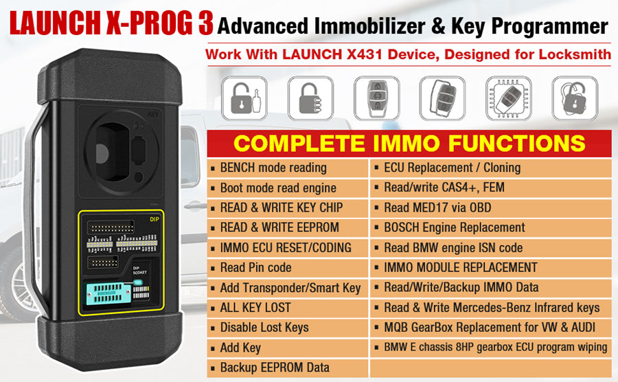 Launch X431 GIII X-PROG 3 Startspærre & nøgle programmerer