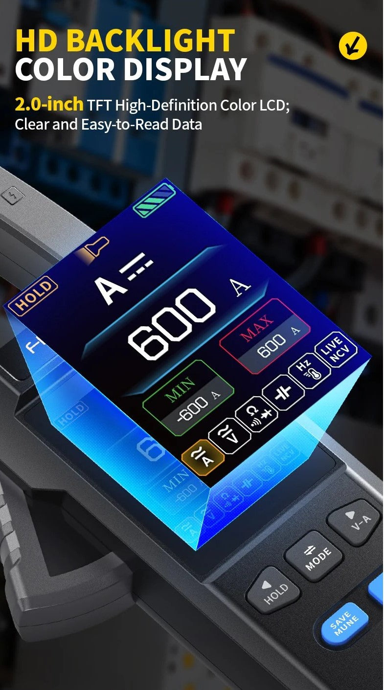 DC AC Current Clamp Meter 10000 Counts Digital Multimeter 600A Amperimetrisk Clamp Tester NCV Elektriker Værktøj