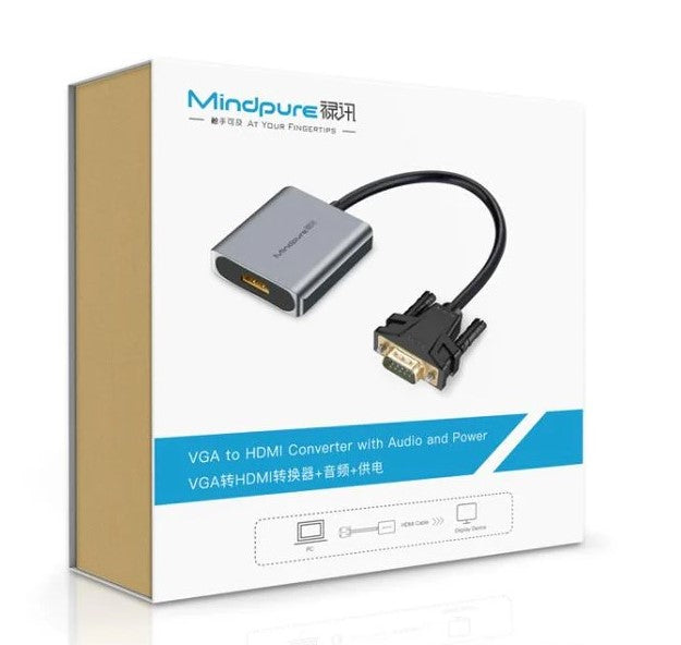 VGA til HDMI konverter med lyd og strøm - LifafaDenmark Aps