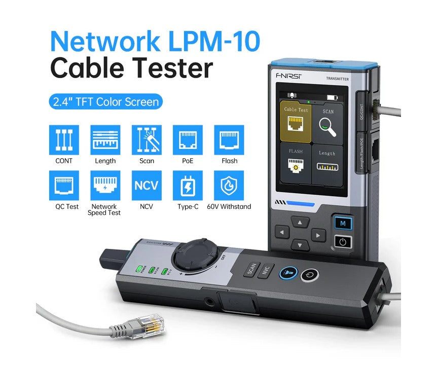 FNIRSI LPM-10A Multifunktions Netværks kabel tester Anti-Interferens Linjefinder POE Test - LifafaDenmark Aps