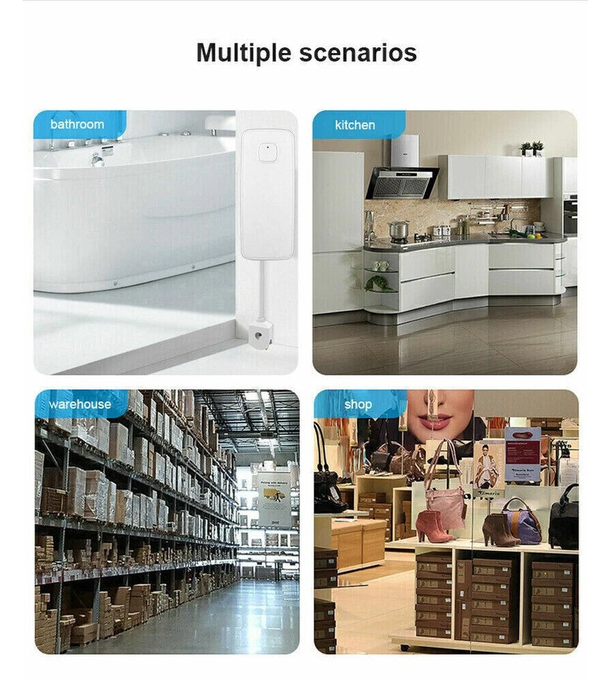 WIFI IP Vand lækage Overløbs advarsels sensor Alarm Oversvømmelses lækage detektor + TUYA APP - LifafaDenmark Aps