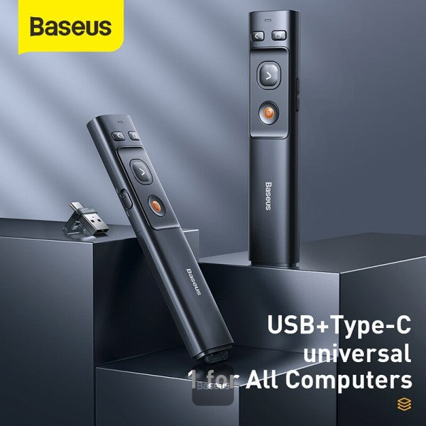 Baseus Laser Wireless Presenter Orange Dot Fjernbetjening Red Laser Pointer