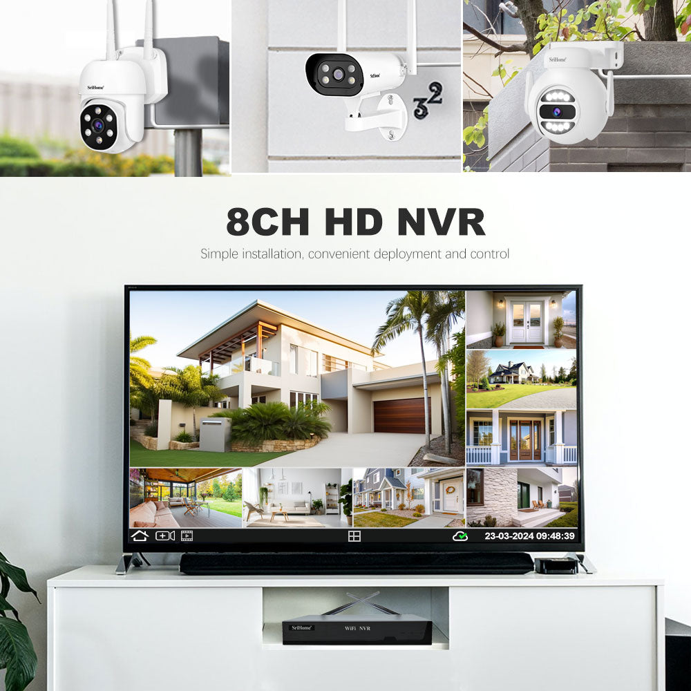 8CH Srihome NVS001-IPC030 HD 2MP,1080P(1920 x1080),H.264 Indbygget mikrofon og højttaler