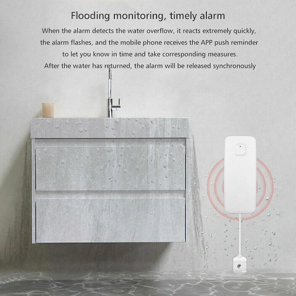 WIFI IP Vand lækage Overløbs advarsels sensor Alarm Oversvømmelses lækage detektor + TUYA APP - LifafaDenmark Aps