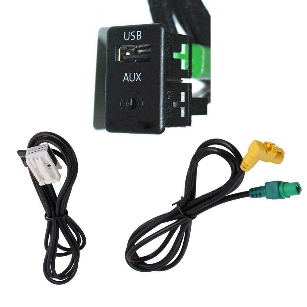 AUX USB til VW Golf Jetta Mk6 Eos Polo Mk5 RNS510 RNS315 Armlæns porte Kontakt - LifafaDenmark Aps