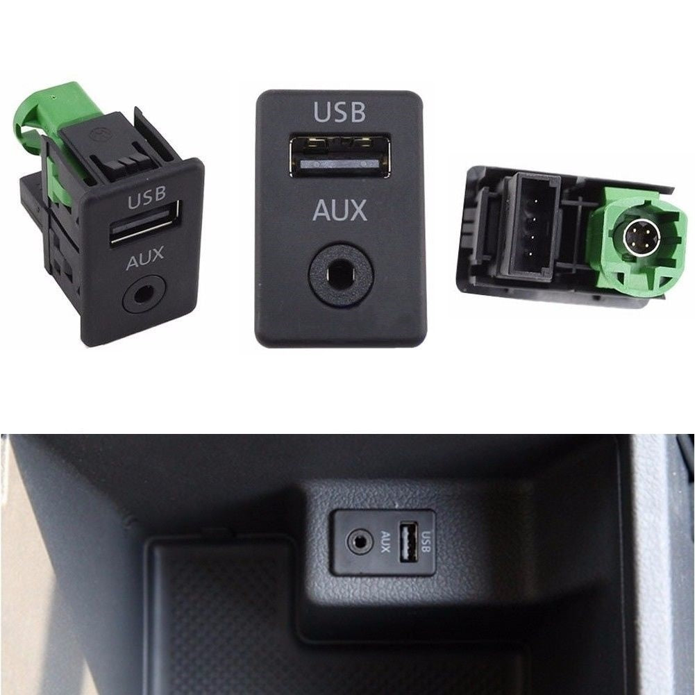 AUX USB til VW Golf Jetta Mk6 Eos Polo Mk5 RNS510 RNS315 Armlæns porte Kontakt - LifafaDenmark Aps