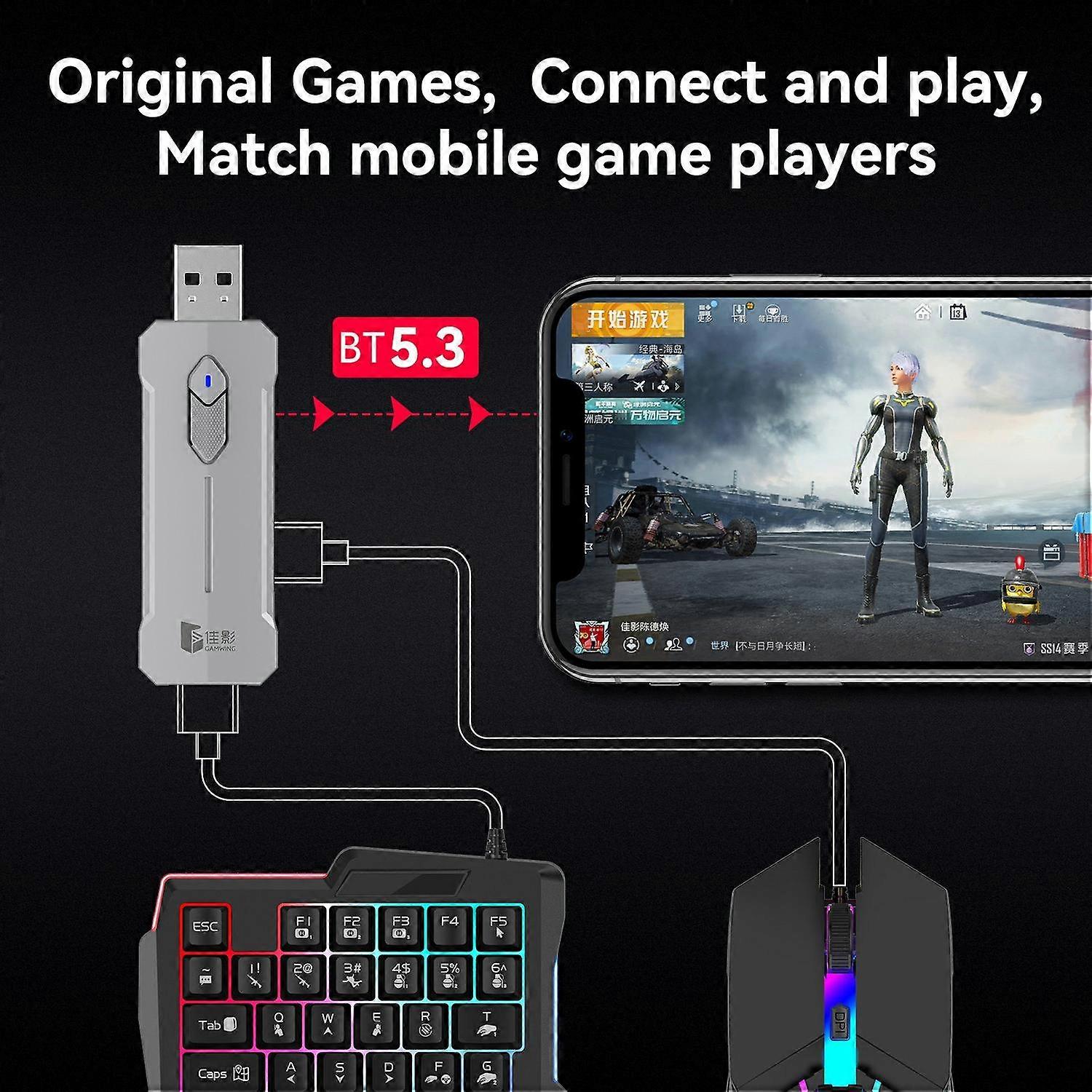 Portable PUBG Mobile Bluetooth Gamepad Gaming Keyboard Mouse Converter Adapter - LifafaDenmark Aps