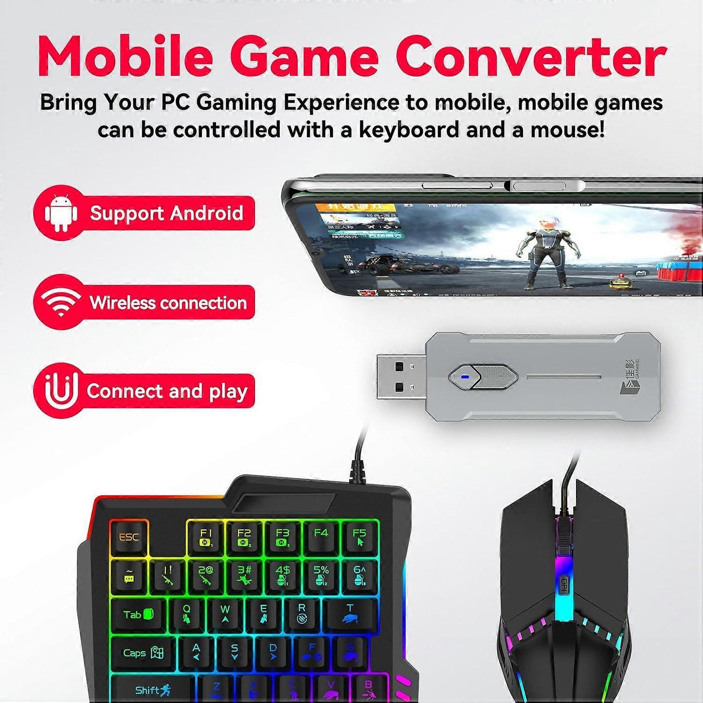 Portable PUBG Mobile Bluetooth Gamepad Gaming Keyboard Mouse Converter Adapter - LifafaDenmark Aps
