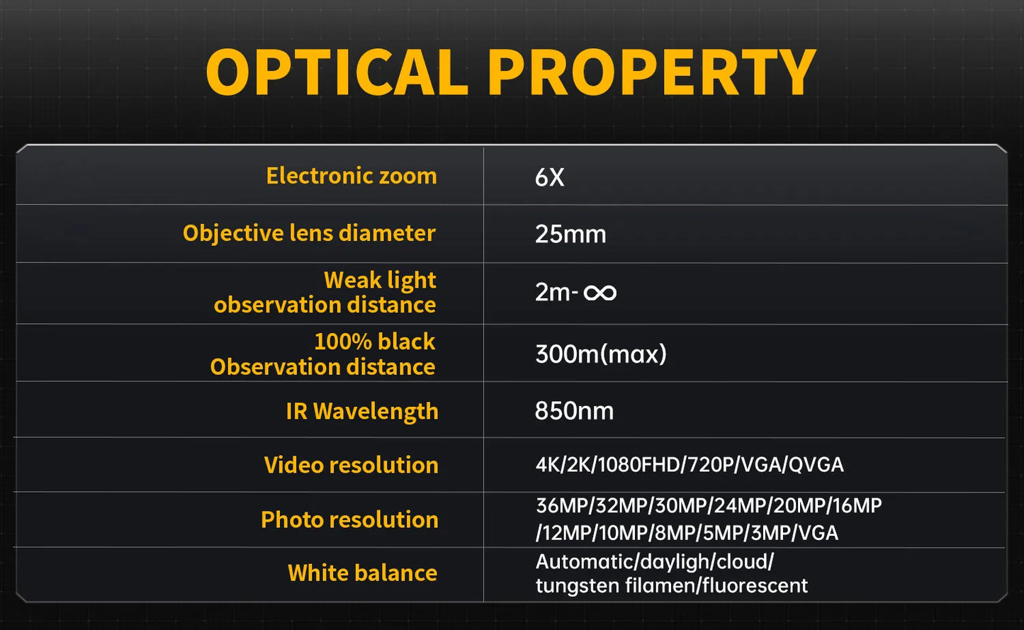 4K HD Monocular Night Vision Device Infrarød 6x digital teleskop