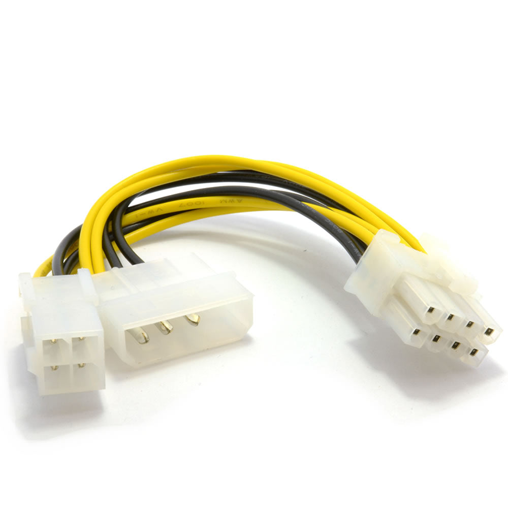 4 ben ATX & 4 ben LP4 Molex til 8 ben EPS strøm adapter kabel 20 cm