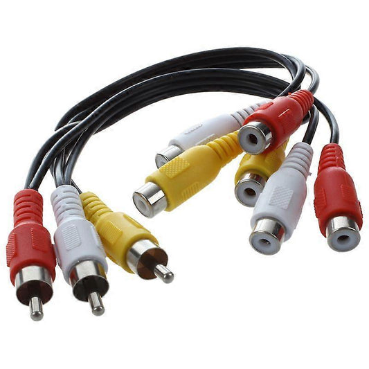 3 RCA han jack til 6 RCA hun stik splitter Audio Video AV adapter kabel