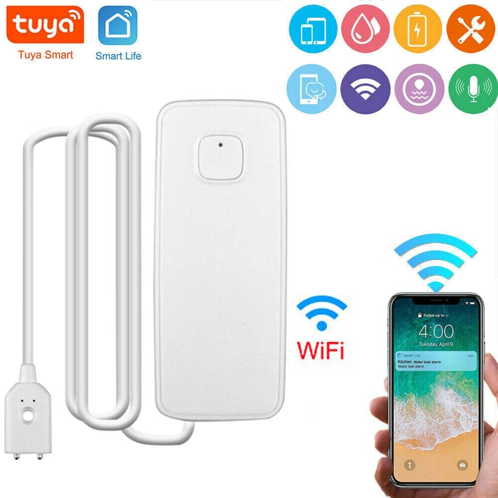 WIFI IP Vand lækage Overløbs advarsels sensor Alarm Oversvømmelses lækage detektor + TUYA APP - LifafaDenmark Aps