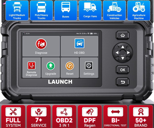 LAUNCH CRP129 HD Heavy Duty Truck Scanner, DPF Regen, Full System Diesel Diagnostic Scan Tool