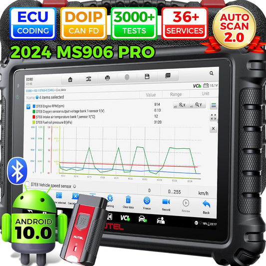 Autel MaxiSys MS906Pro Scan Tool CAN FD & DoIP, ECU Coding, 36+ Services, 3000+Active Test, All System Diagnosis, FCA SGW, Auto Scan 2