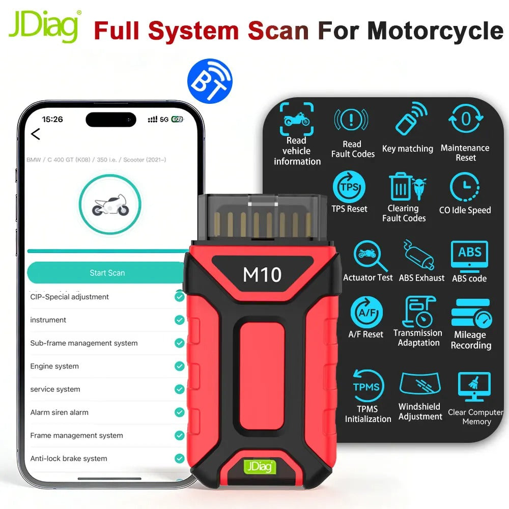 Til Harley-Davidson Alle systemer OBD2-scanner Diagnostik til motorcykel TPS-service Nulstil ABS-kodning CO tomgang