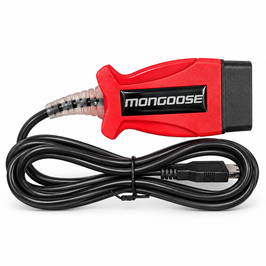 Mongoose JLR 3‑i‑1 J2534 OBD2 diagnosekabel til Jaguar, Land Rover, Toyota, Lexus og Volvo