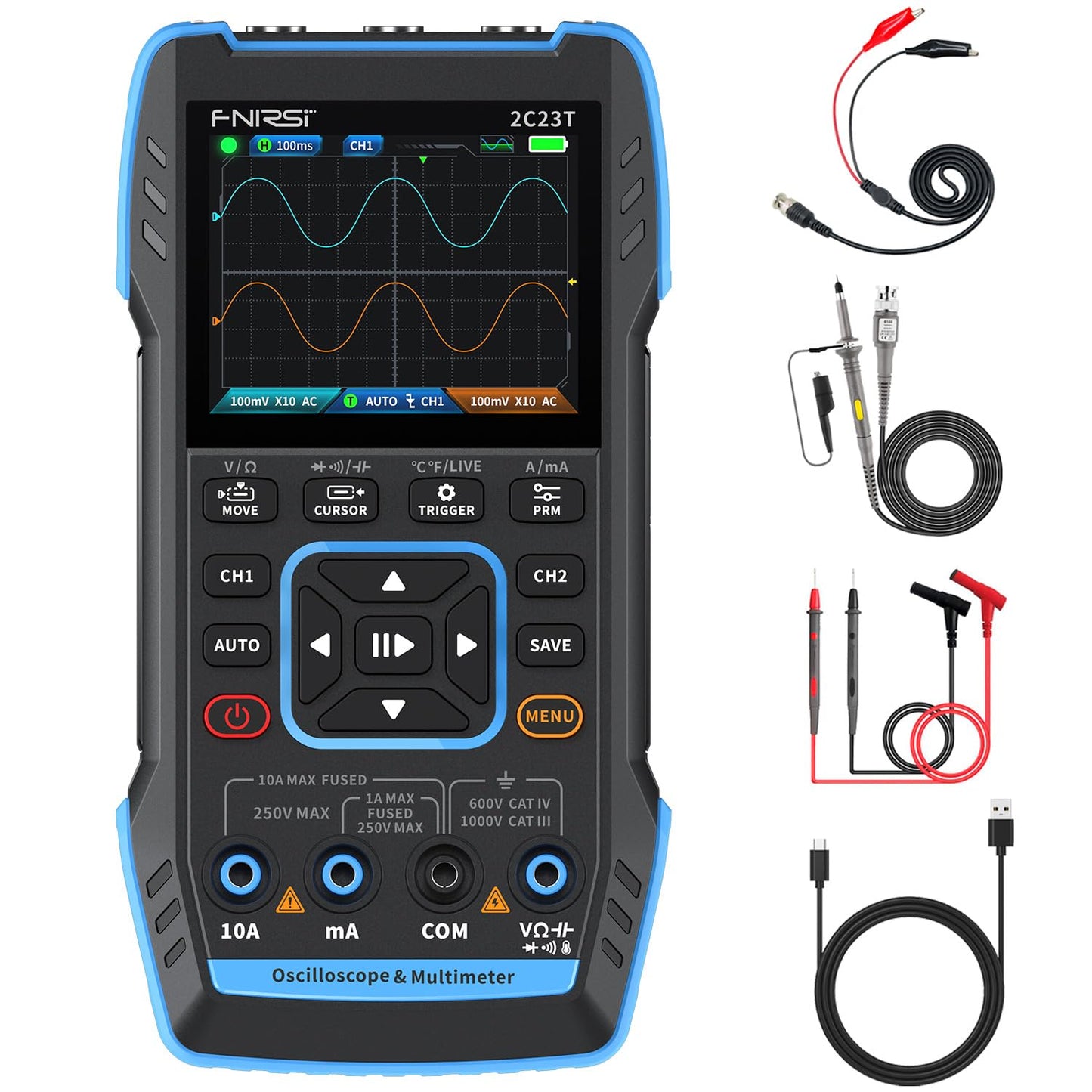 Tvåkanals 3-i-1 digital oscilloskopmultimeter Dual CH-funktionssignalgenerator