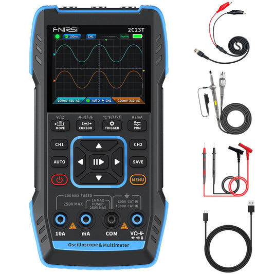 To-kanals 3-i-1 digitalt oscilloskop multimeter Dual CH-funksjonssignalgenerator