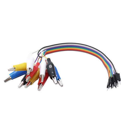 Alligator Clip to Wire 10 bens 20 cm han + hun klip til jumper tråd han - LifafaDenmark Aps