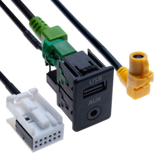 AUX USB til VW Golf Jetta Mk6 Eos Polo Mk5 RNS510 RNS315 Armlæns porte Kontakt - LifafaDenmark Aps