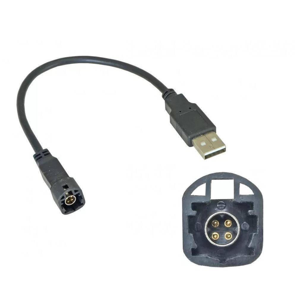 USB beslag til VW Golf Mk5 Mk6 Transporter T5.1 Polo OEM 4 benet adapter kabel - LifafaDenmark Aps