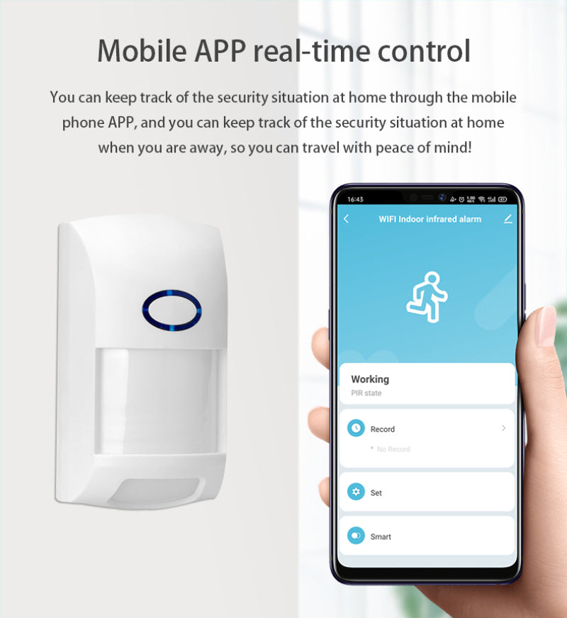 WiFi Smart Infrarød Detektor PIR Bevægelsessensor Hjemme sikkerhed Alexa Google