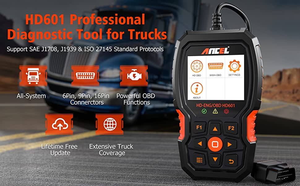 ANCEL HD601 All System HD Diesel Heavy Duty Truck Diagnostic Scanner Code  Reader | LifafaDenmark Aps