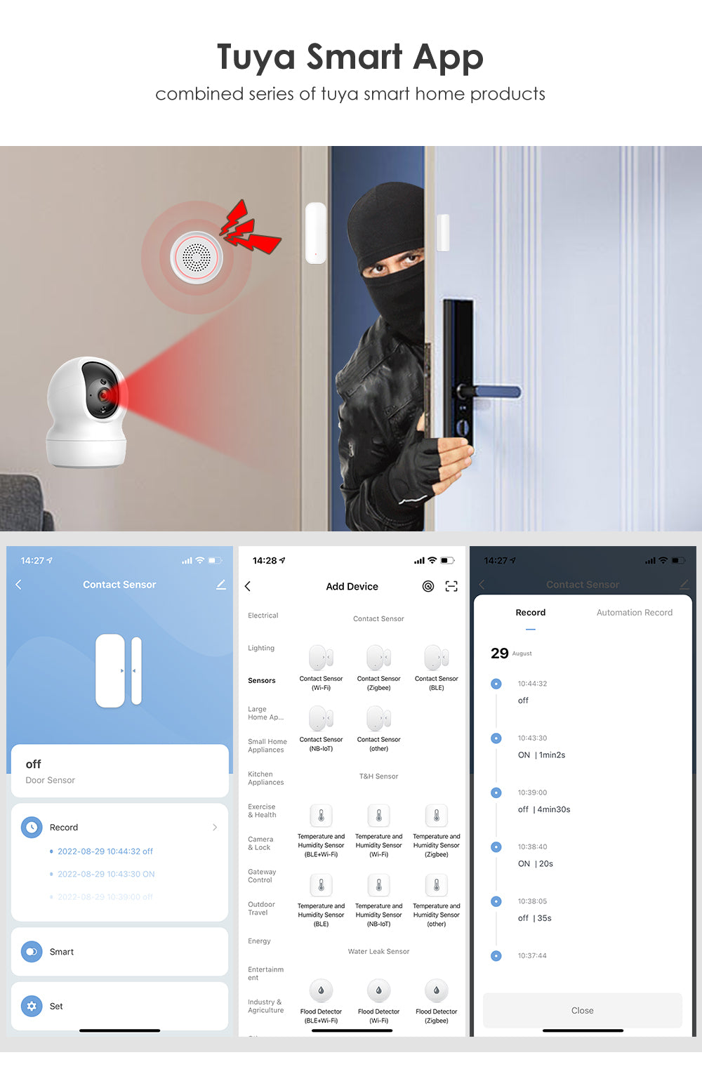 WiFi dør- og vindues sensor Smart sikkerheds alarm til Alexa Google
