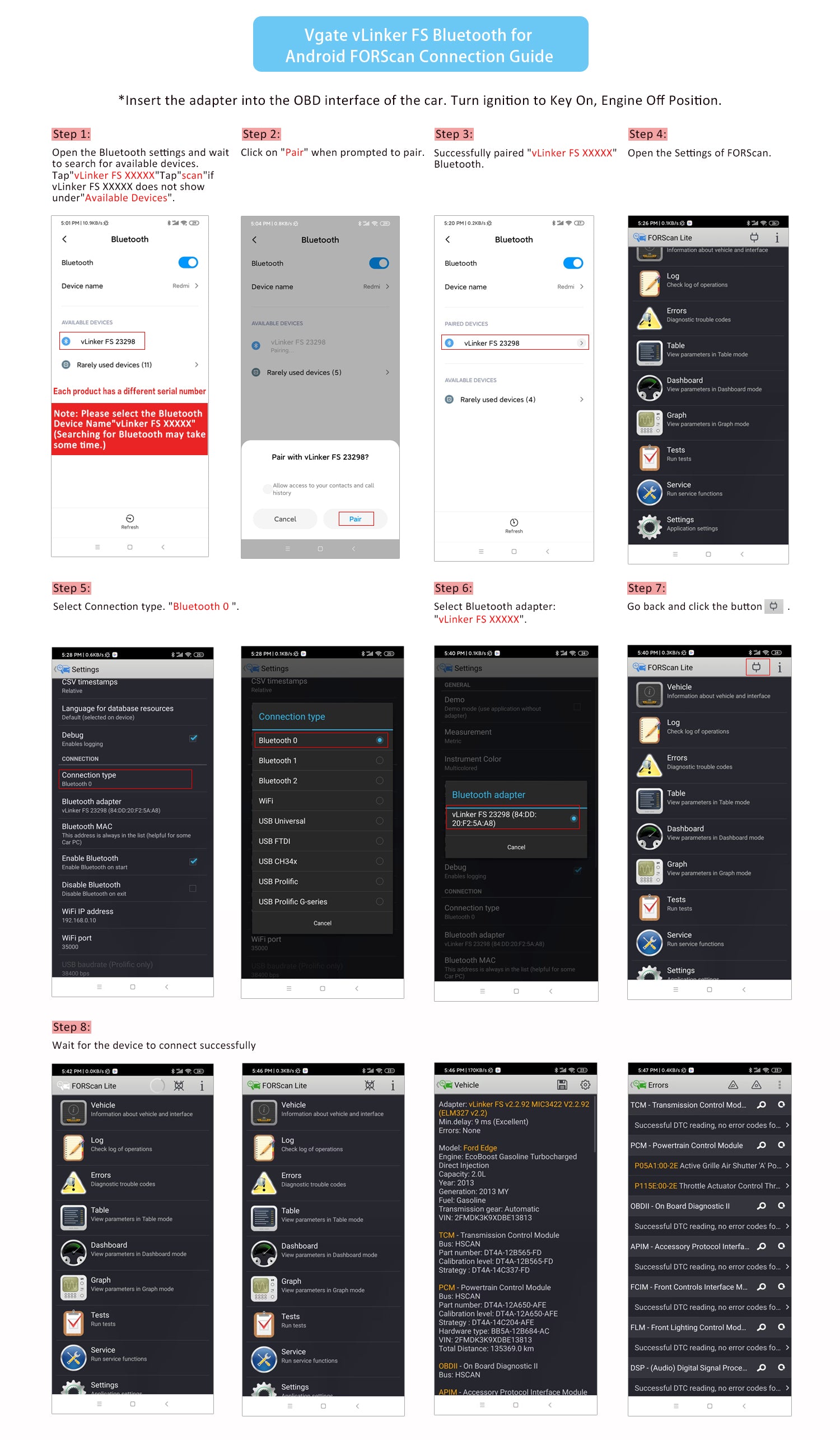 Vgate vLinker FS Bluetooth OBD2 diagnostisk scannings værktøj til Forscan, Scan My Tesla appen osv. - LifafaDenmark Aps