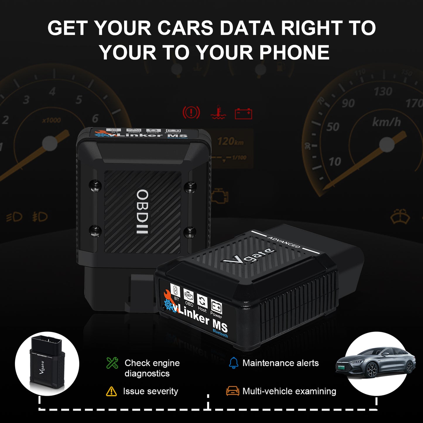 Vgate vLinker MS Bluetooth OBD2 til iPhoneiOS, Android og Windows, understøtter flere CAN-protokoller (GMLAN, MS CAN, CH CAN, LS CAN)