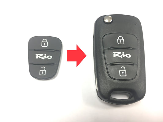 Erstatning 2 3-knaps gummipude til Kia Rio flip nøgle 2009 - 2011