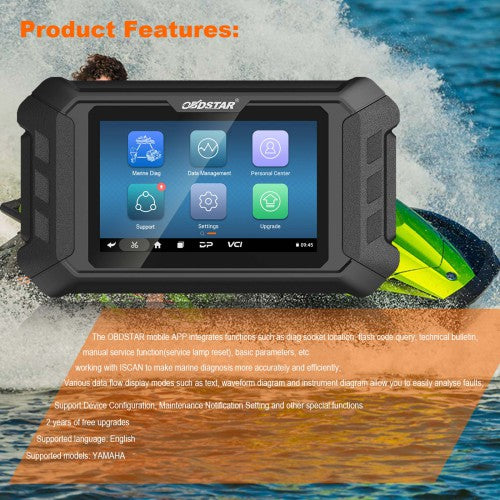 OBDSTAR iScan Yamaha Marine Diagnostic Tablet Kode læsnings kode Rydning af dataflow-handlingstest