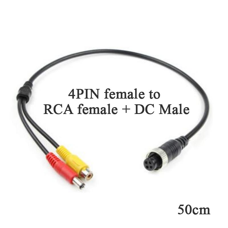 Kamera adapter M12 4-pin hun til RCA AV DC stik Universal - LifafaDenmark Aps