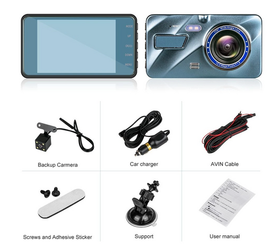 HD 1080P 4'' Car DVR Dual Lens Dash Cam Video Camera Recorder Night Vision - LifafaDenmark Aps