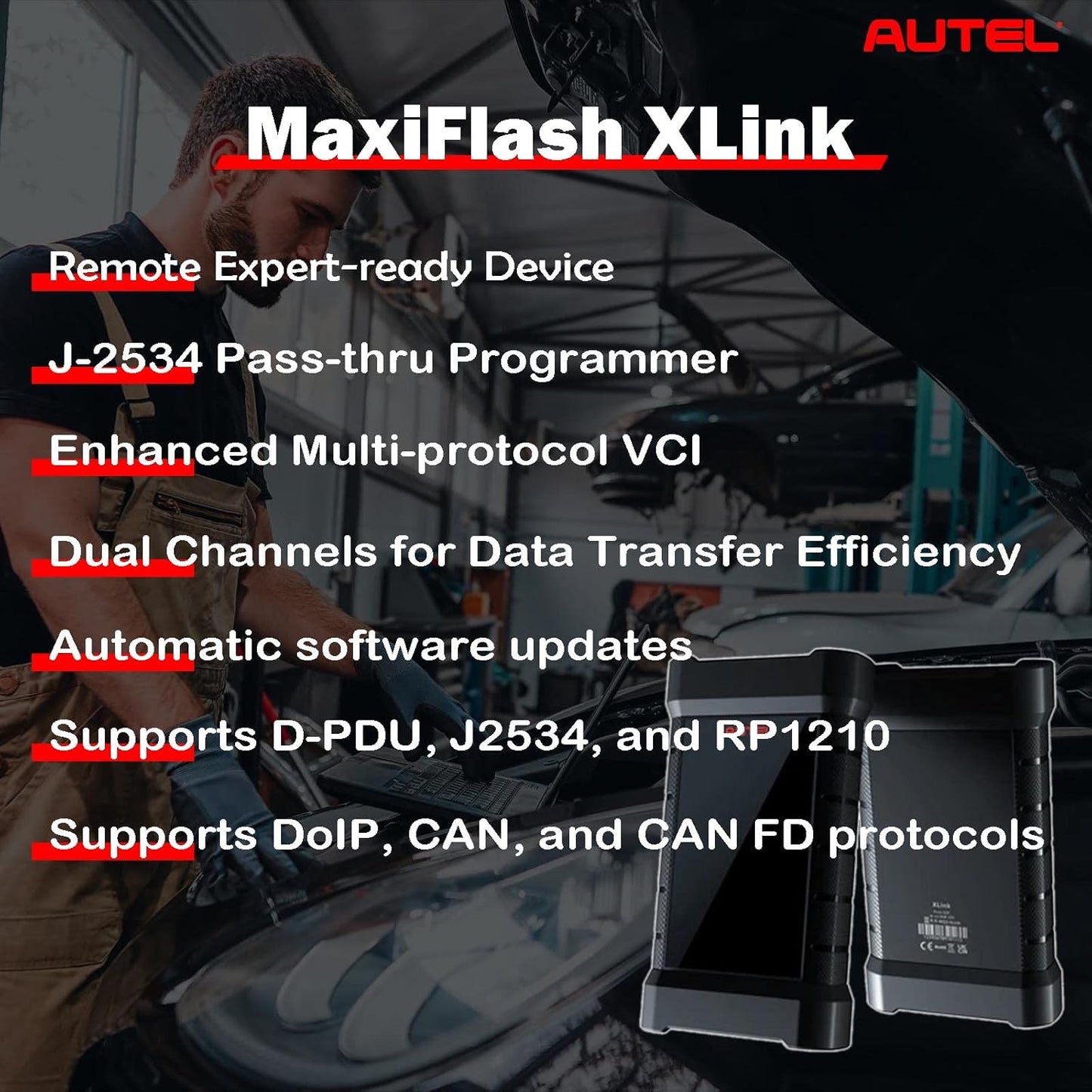 Autel VCI MaxiFlash Xlink J2534 Reprogramming Tool Supports DoIP/CAN/CAN FD/D-PDU/J2534/RP1210