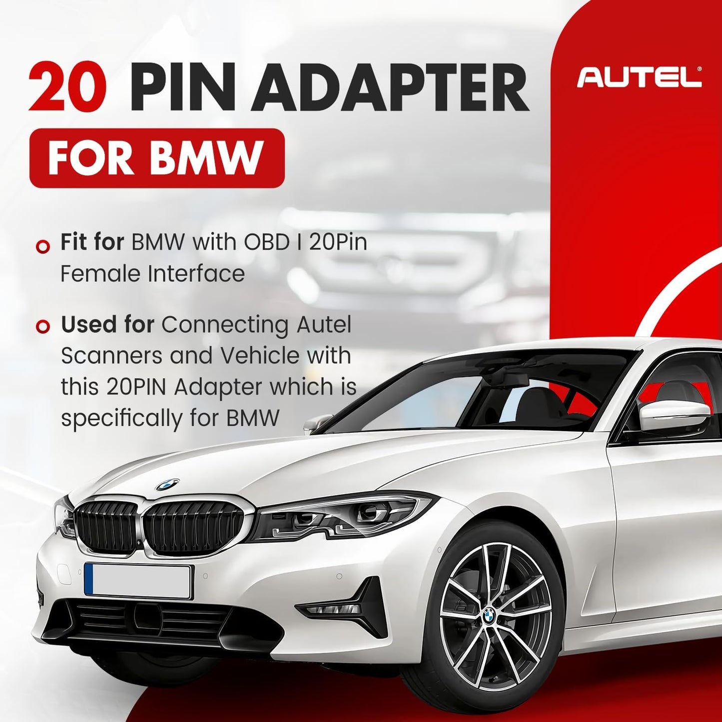 Autel OBDI til OBDII BMW 20 pin adapter - LifafaDenmark Aps