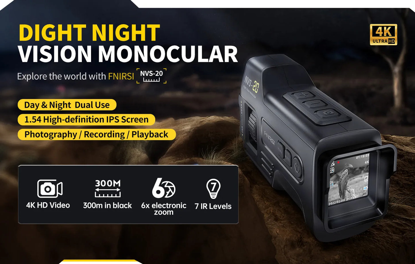 4K HD Monocular Night Vision Device Infrarød 6x digital teleskop