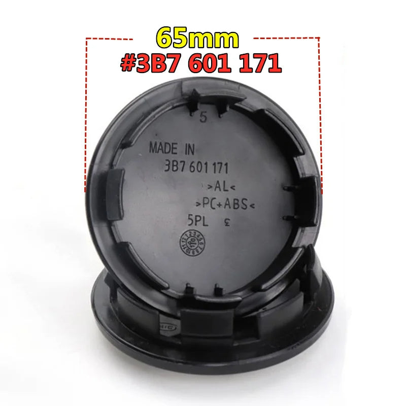 65 mm sorte bil hjuls center kapsler til Touran Beetle Golf Bora Sharan Tiguan 3B7601171 1 sæt (4 stk.) - LifafaDenmark Aps