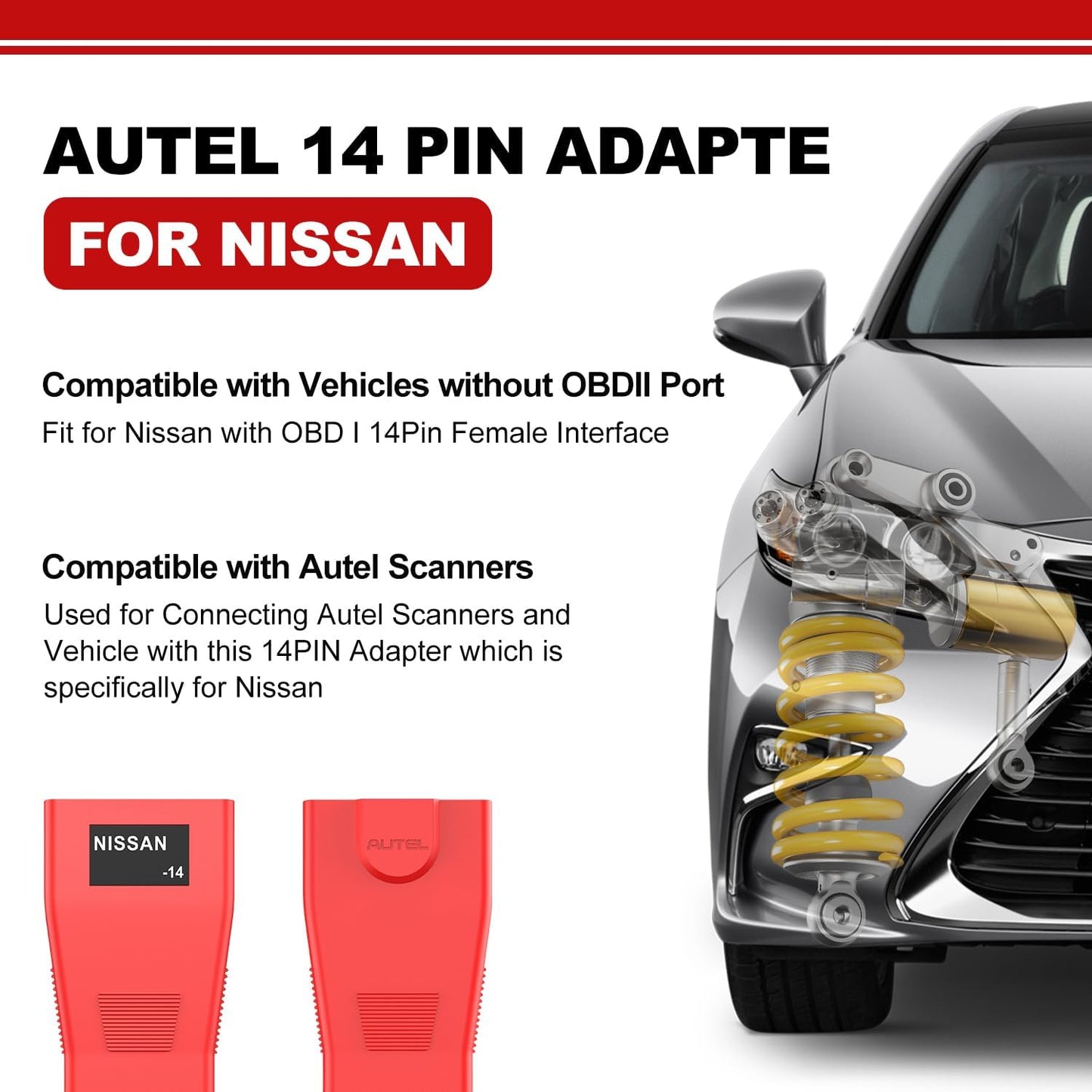 OBDI to OBDII Autel Nissan 14 Pin OBD1 to 16 Pin OBD2 adapter - LifafaDenmark Aps