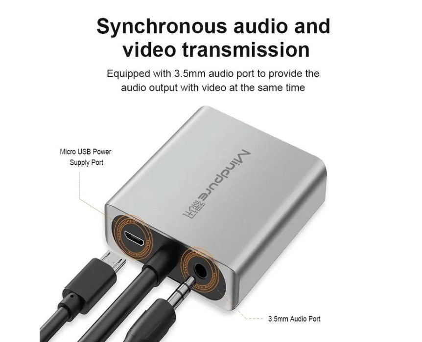 VGA til HDMI konverter med lyd og strøm - LifafaDenmark Aps