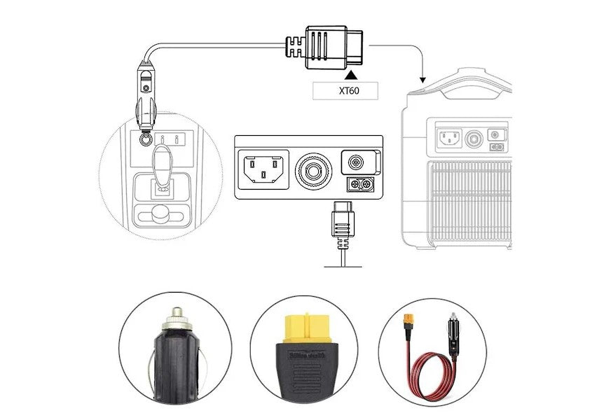 Bil adapter til XT60 12V 24V lade kabel - LifafaDenmark Aps