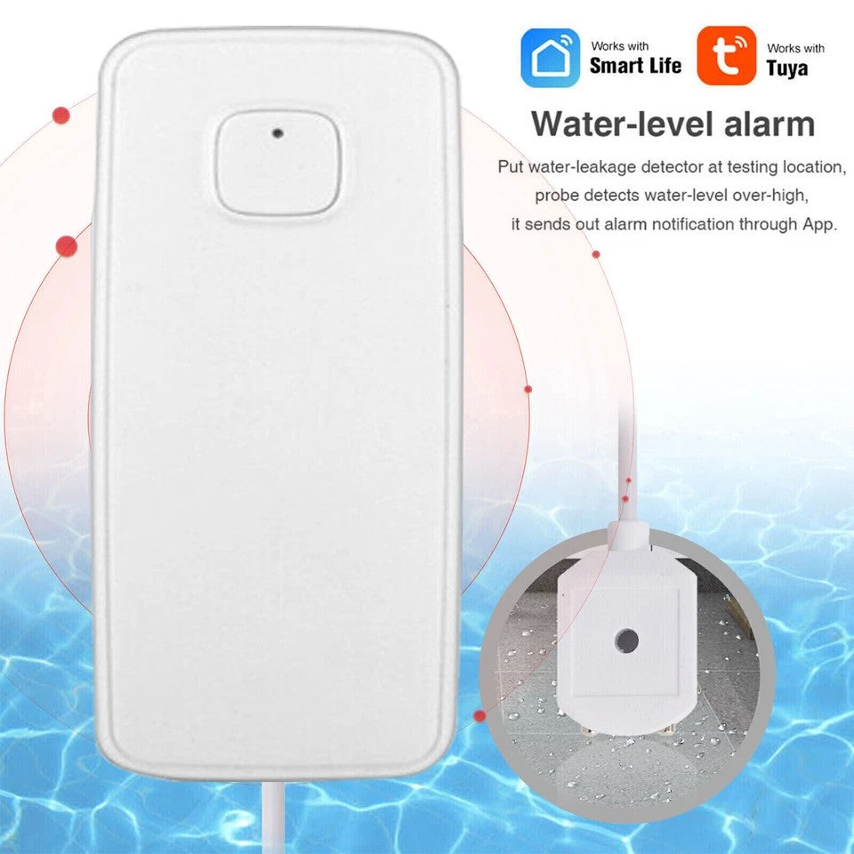 WIFI IP Vand lækage Overløbs advarsels sensor Alarm Oversvømmelses lækage detektor + TUYA APP - LifafaDenmark Aps