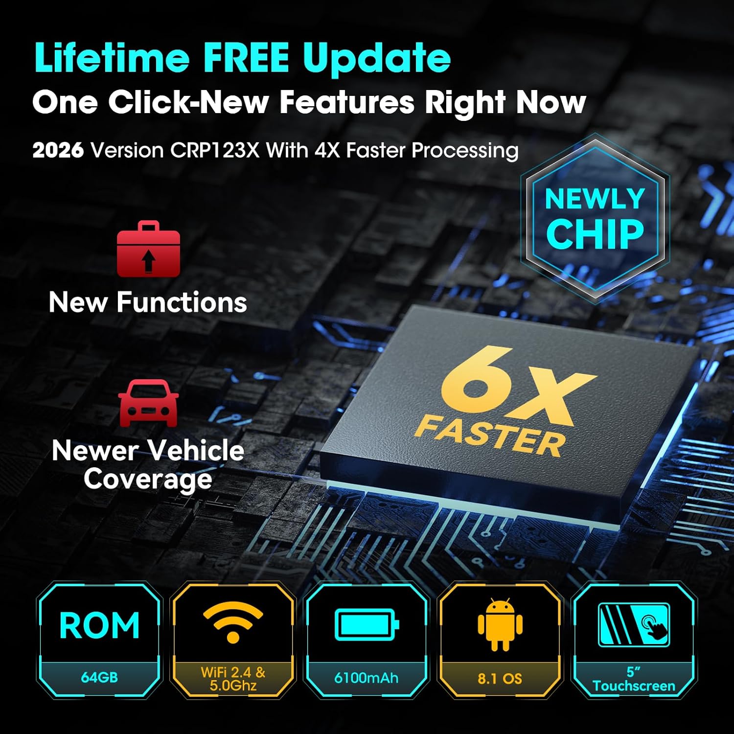 LAUNCH CRP123X V3.0, multi system bil scanner med 7 nulstillings funktioner, FCA SGW - LifafaDenmark Aps